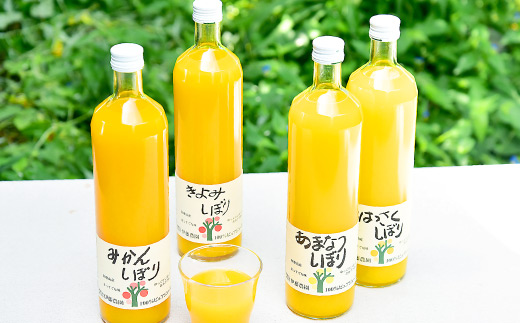 ガラス瓶の柑橘ジュースの写真